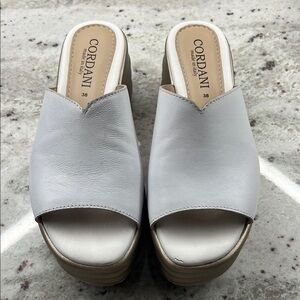 Cordani Women's White Mules with Gold Wedge-Italian Leather